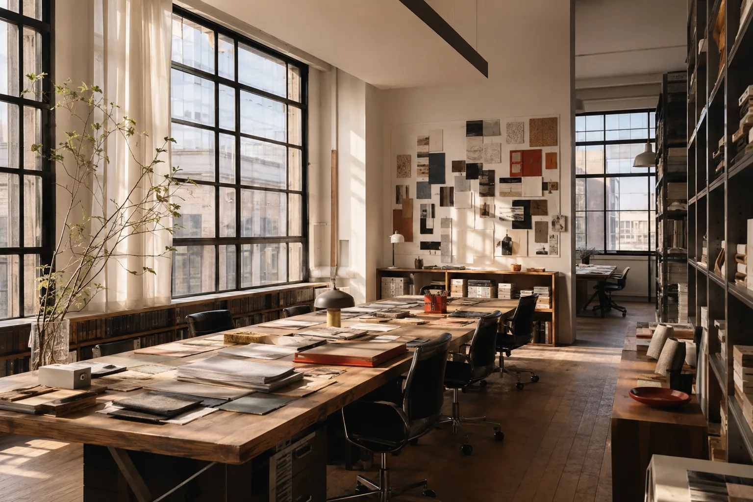 Axial's first New York studio in warm morning light