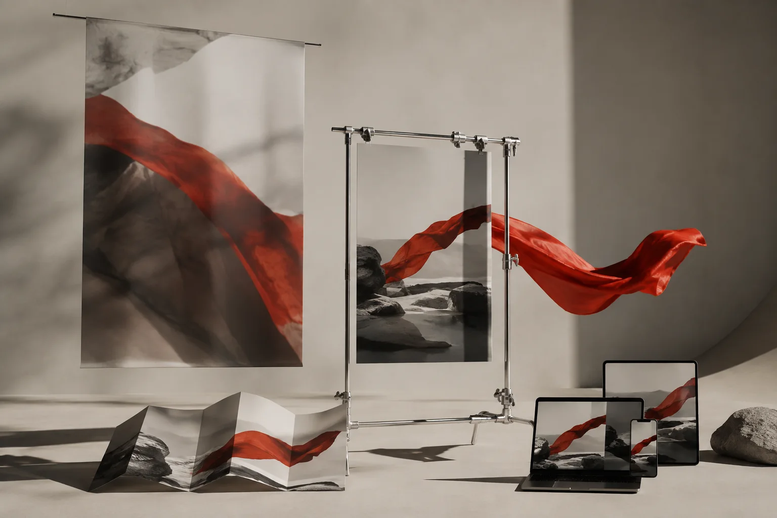 Large-scale editorial campaign installation in a city setting