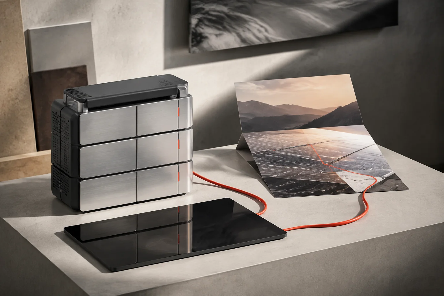 Warm climate brand campaign materials in an architectural landscape